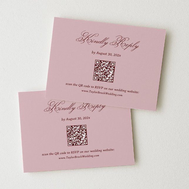 Carte D'accompagnement Réponse Mariage Rose Poussiéreux et Bourgogne Code (Créateur téléchargé)