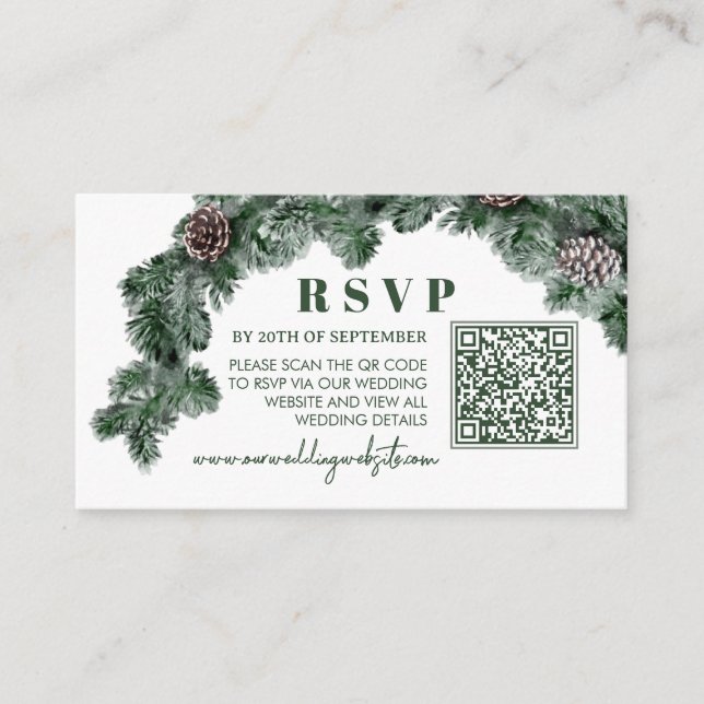 Carte D'accompagnement Réponse pour Noël Vert Sapin Noël (Devant)