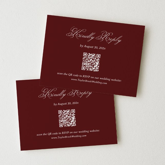 Carte D'accompagnement Réponse QR Code pour un mariage moderne en Bourgog (Créateur téléchargé)