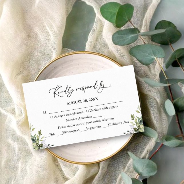 Carte D'accompagnement Réponse RSVP aquarelle eucalyptus verdure  (Créateur téléchargé)