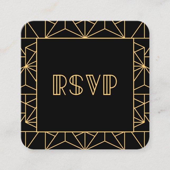 Carte D'accompagnement Réponse RSVP art déco du code QR des années 1920 v (Devant)