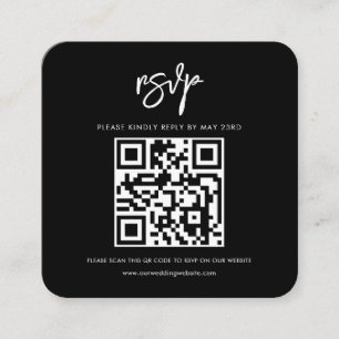 Carte D'accompagnement Réponse RSVP de code QR noir moderne contemporain