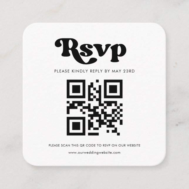 Carte D'accompagnement Réponse RSVP de code QR rétro stylé (Devant)