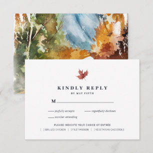 Carte D'accompagnement Réponse RSVP pour mariage automnal rustique Aqua