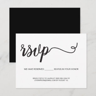 Carte D'accompagnement Réponse RSVP pour siège réservé à un mariage avec