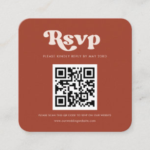 Carte D'accompagnement Réponse RSVP stylée rétro en terre cuite QR code