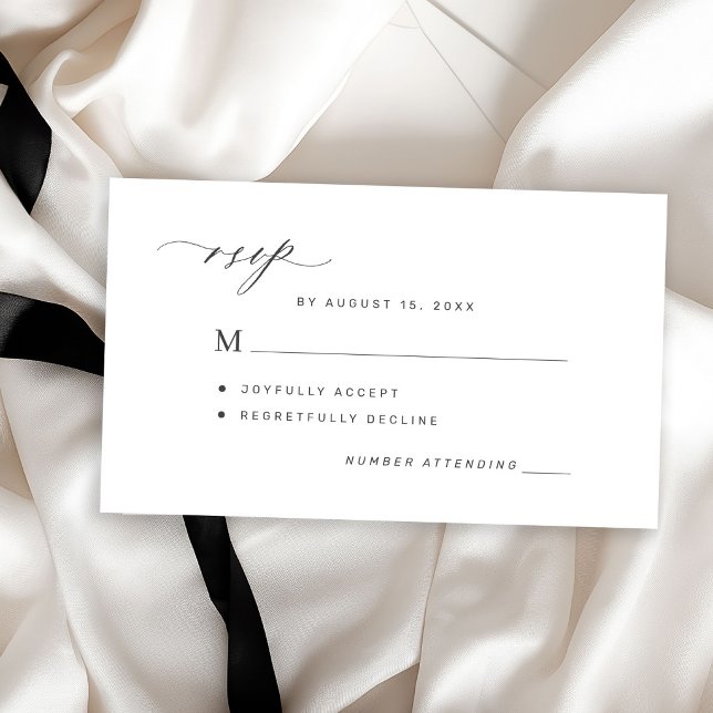 Carte D'accompagnement Réponse simple noir et blanc pour un mariage (Créateur téléchargé)