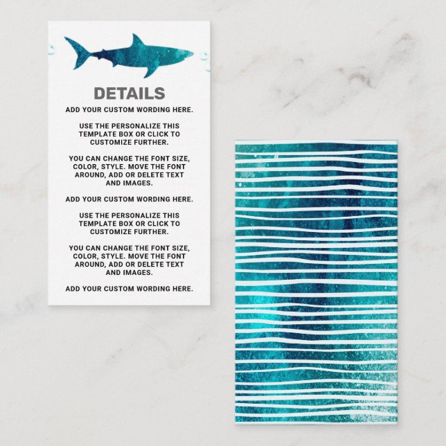 Carte D'accompagnement Requin infesté n'importe quel âge fête d'anniversa (Devant / Derrière)