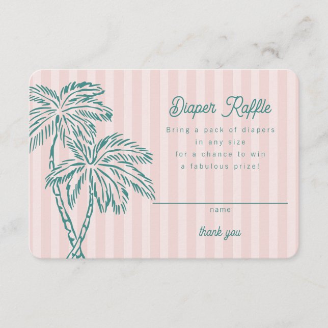 Carte D'accompagnement Ressorts rose Palm Pastel Diaper Raffin Insérer (Devant)