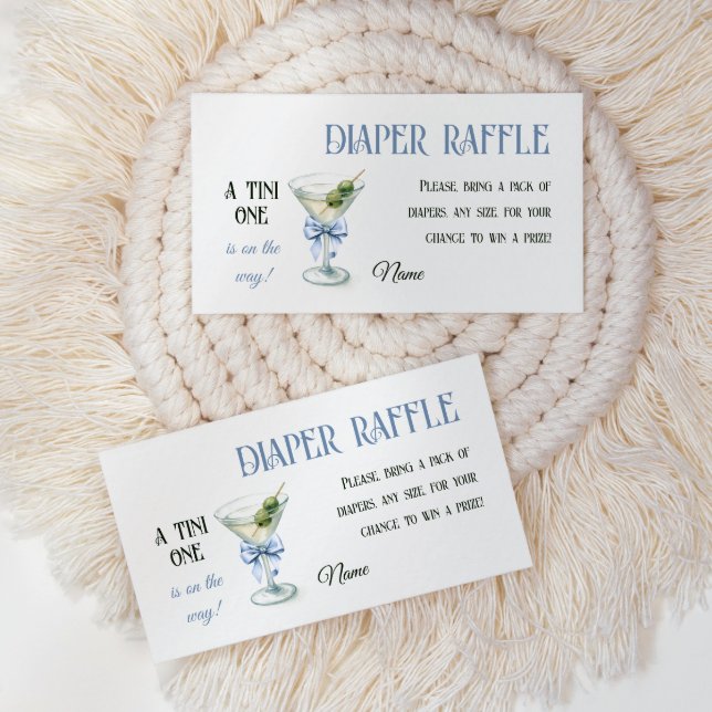 Carte D'accompagnement Retro A Tini One Martini Blue Bow Boy Baby Shower (Créateur téléchargé)