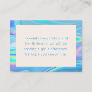 Carte D'accompagnement Retro Abstrait Iridescente Bleu Baby shower unique