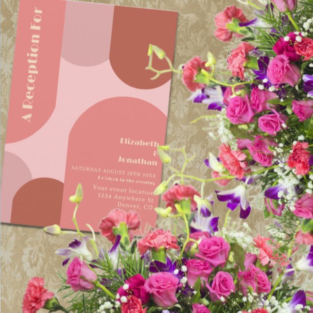 Carte D'accompagnement Retro Arches Coral Rose Mariage Réception (Créateur téléchargé)