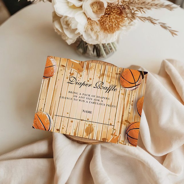 Carte D'accompagnement Retro Basketball Baby Shower Diapper Raffle (Créateur téléchargé)