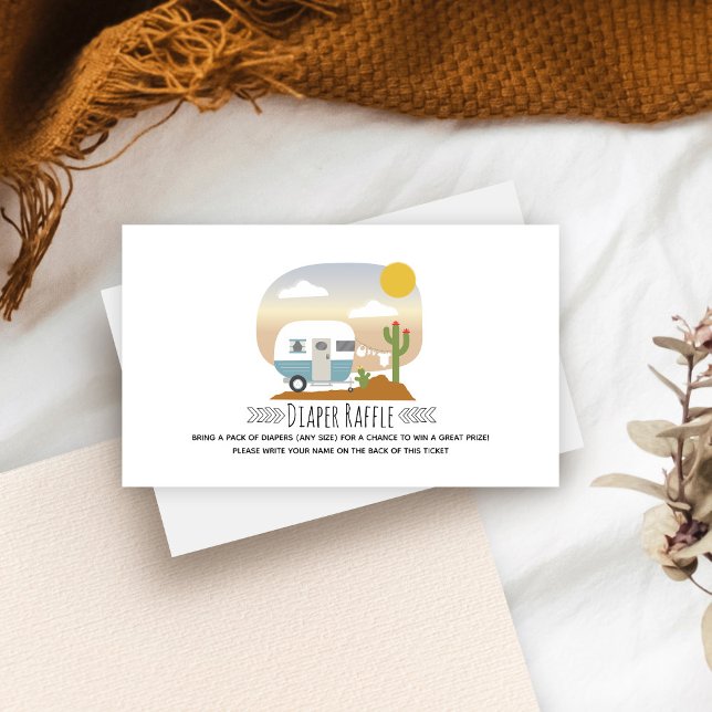 Carte D'accompagnement Retro Blue Camper Desert Baby shower Diaper (Créateur téléchargé)