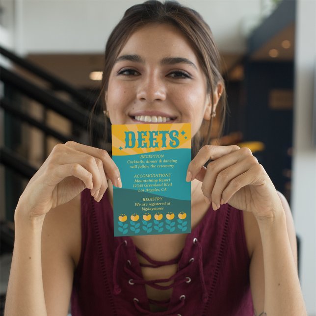 Carte D'accompagnement Retro Boho Floral Bold & Bright Spring Wedding (Créateur téléchargé)