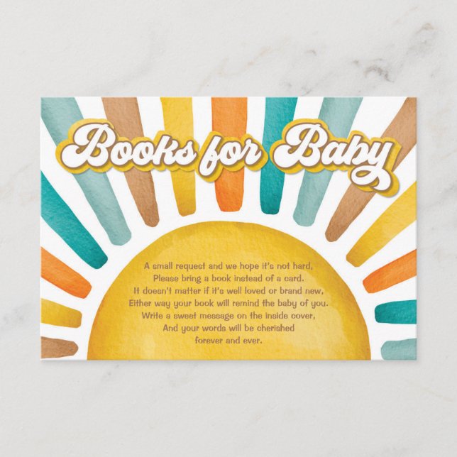 Carte D'accompagnement Retro Boho Sunshine Books for Baby Boy (Devant)