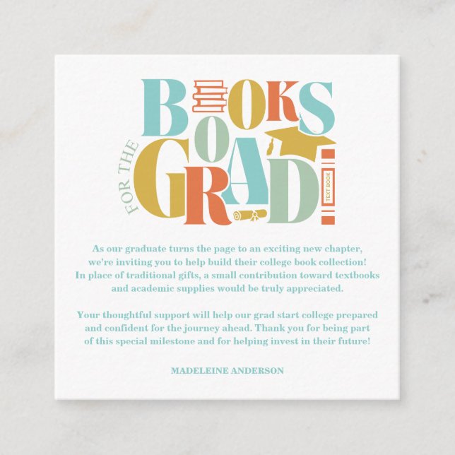 Carte D'accompagnement Retro Books For The Grad Graduation Checkerboard (Devant)