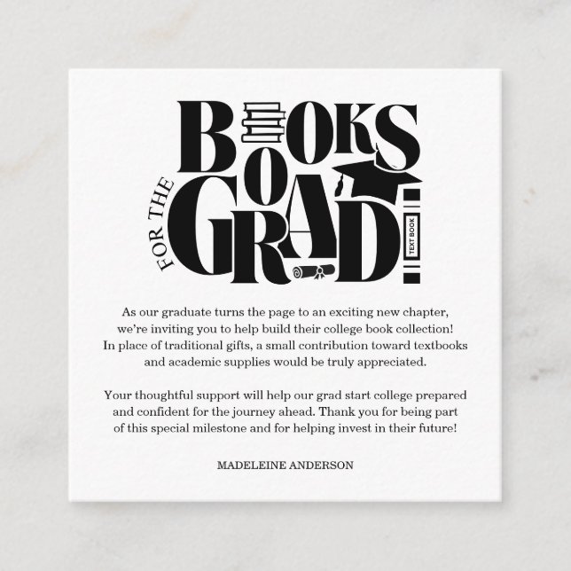 Carte D'accompagnement Retro Books For The Grad Graduation Checkerboard (Devant)