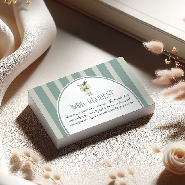 Carte D'accompagnement Retro Bow Tini One Martini Book For Baby Shower (Créateur téléchargé)