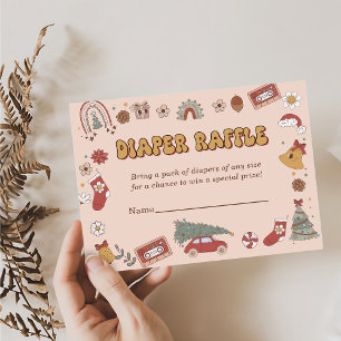 Carte D'accompagnement Retro Diaper Raffle Noël Père Noël Baby shower