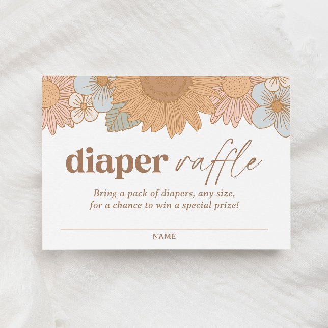 Carte D'accompagnement Retro Fleur sauvage Baby shower fille Déchets Raff (Créateur téléchargé)