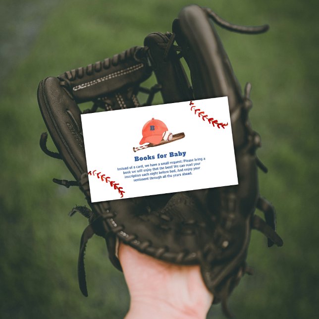 Carte D'accompagnement Retro LIttle Slugger Baseball Books Baby Shower  (Retro LIttle Slugger Baseball Books Baby Shower Enclosure Card)