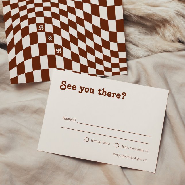 Carte D'accompagnement Retro Moderne Chic en terre cuite Checker RSVP (Créateur téléchargé)