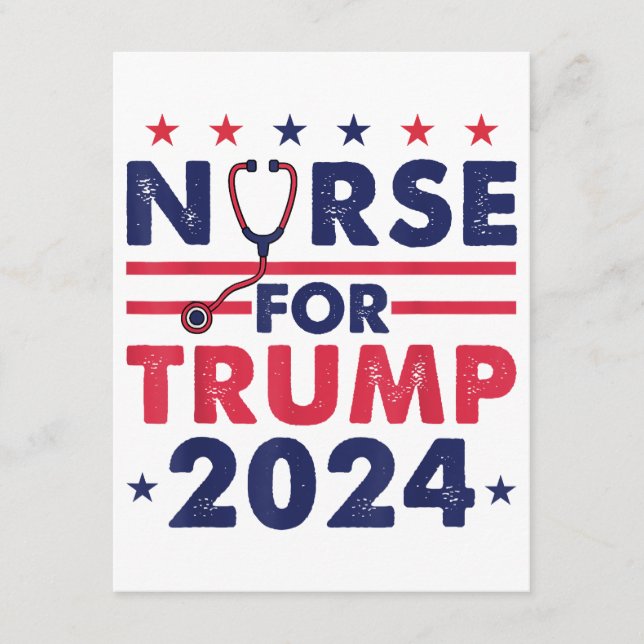 Carte D'accompagnement Retro Nurses For Trump 2024 America Stars Drapeau  (Devant)