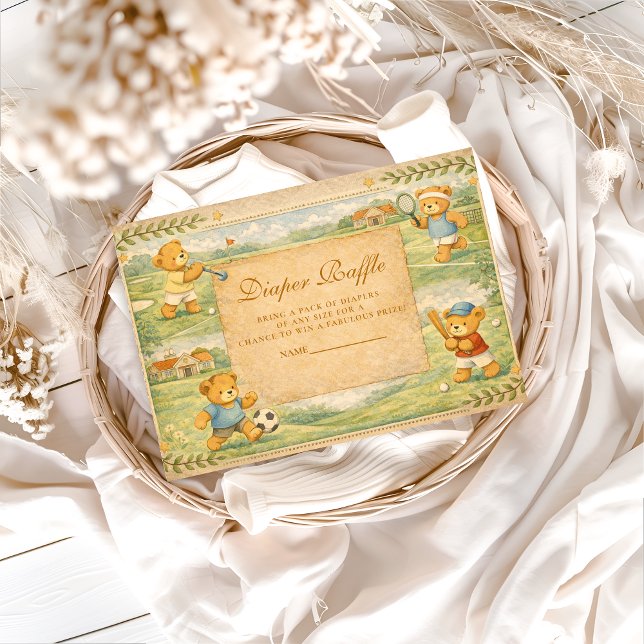 Carte D'accompagnement Retro Playground Teddy Bears Diapper Raffle (Créateur téléchargé)