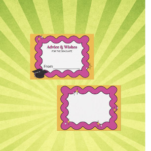 Carte D'accompagnement Retro rose conseils & souhaits diplôme