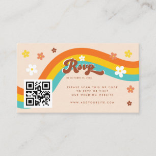 Carte D'accompagnement Retro Super Daisy Seventies Mariage RSVP Hippie