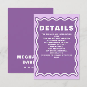 Carte D'accompagnement Retro Super Squiggle Courbe violette Mariage
