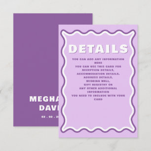 Carte D'accompagnement Retro Super Squiggle Courbe violette Mariage