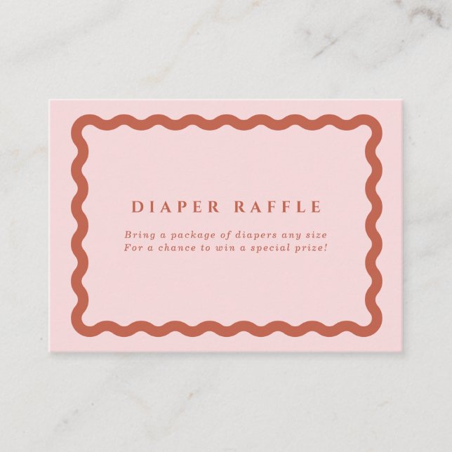 Carte D'accompagnement Retro Terracotta & Baby shower rose Rebasse Raffle (Devant)