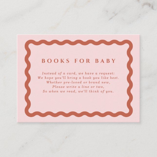 Carte D'accompagnement Retro Terracotta & Pink Wavy Frame Livres pour béb (Devant)