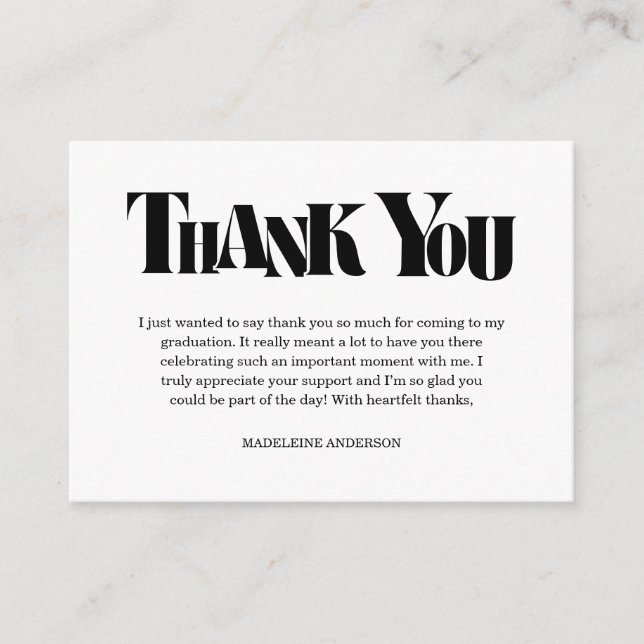 Carte D'accompagnement Retro Thank You Graduation Black Checkerboard (Devant)