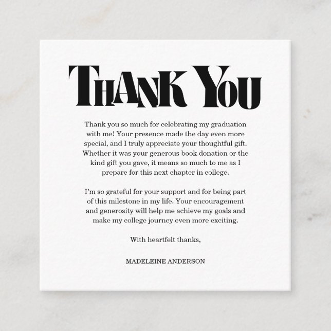 Carte D'accompagnement Retro Thank You Graduation Black Checkerboard (Devant)
