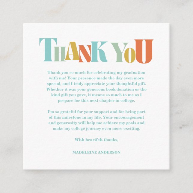 Carte D'accompagnement Retro Thank You Graduation Checkerboard (Devant)