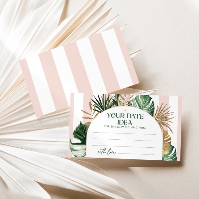 Carte D'accompagnement Retro vert rose rayé tropical Date idées nuit (Créateur téléchargé)