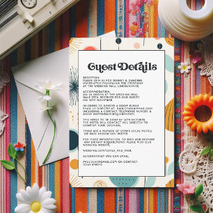 Carte D'accompagnement Retro Vintage Motif Mariage Détails de l'invité