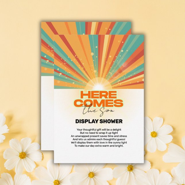 Carte D'accompagnement Retro Voici Le Baby shower Fils (Créateur téléchargé)