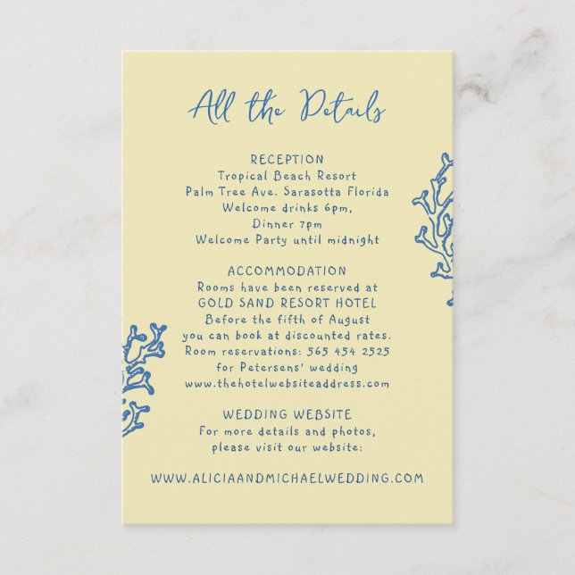 Carte D'accompagnement Retro whimsical summer beach wedding details  (Devant)