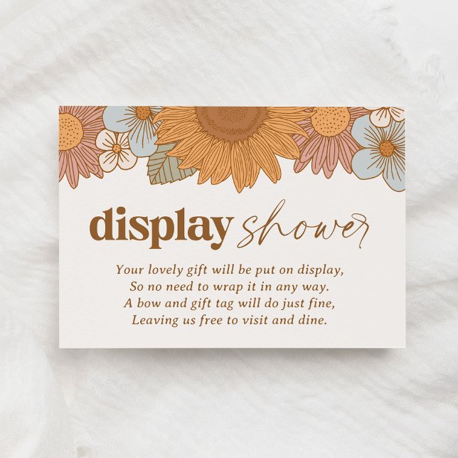 Carte D'accompagnement Retro Wildflowe Baby shower douche (Créateur téléchargé)