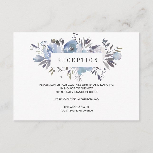 Carte D'accompagnement Rêve Bleu |  Enceinte de Réception de Mariage Flor (Devant)
