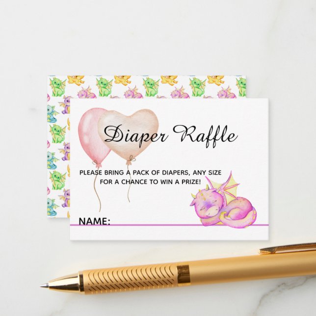 Carte D'accompagnement Rêves de dragons à la baisse - Boîtier de Baby sho (Devant/Arrière en situation)