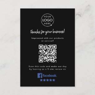 Carte D'accompagnement Revue Facebook Business rating Link Black QR