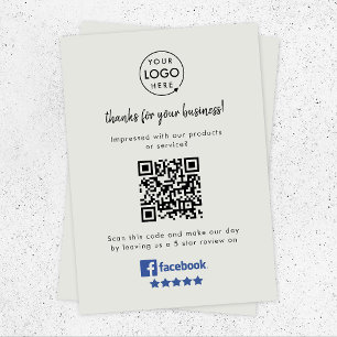 Carte D'accompagnement Revue Facebook Lien QR Code Gris Avis professionne