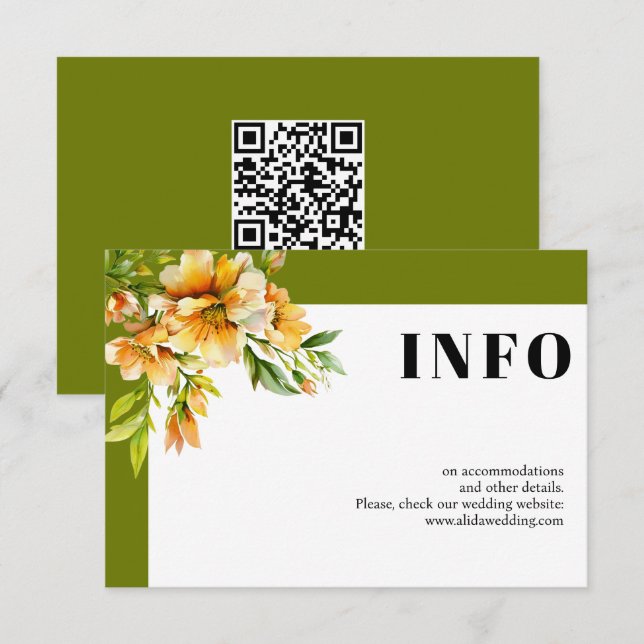 Carte D'accompagnement Rhododendron fleurs orange jaune mariage (Devant / Derrière)