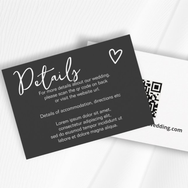 Carte D'accompagnement Rien de fantaisie Juste l'amour Simple QR Code (Nothing Fancy Just Love Simple QR Code Enclosure Cards from Ricaso. Easy add own website QR code )