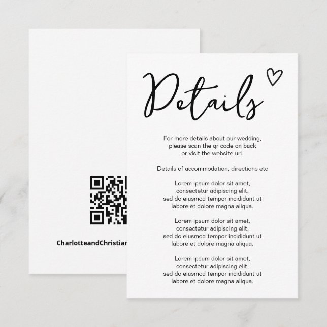 Carte D'accompagnement Rien de fantaisie Juste l'amour Simple QR Code (Devant / Derrière)